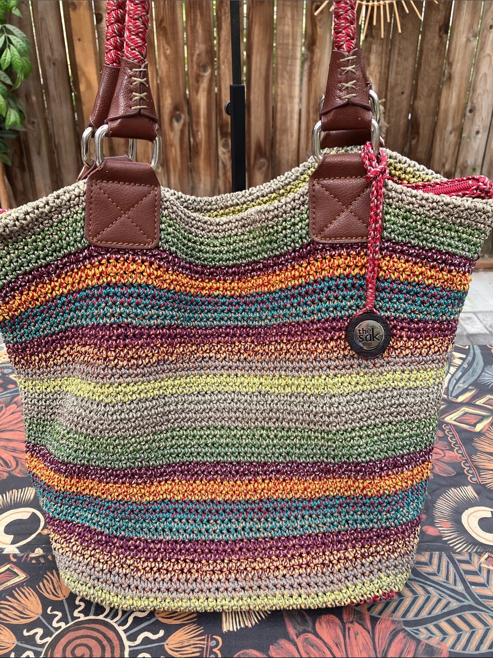 the sak cambria gypsy striped crochet shoulder bag
